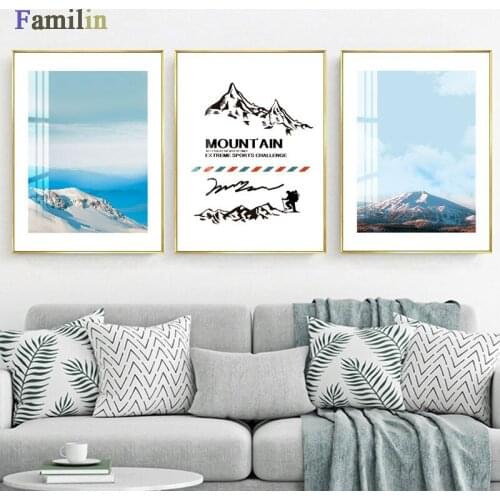 Nordic Wall Art Snow Mountain Poster Black and White Foggy Forest Canvas Print Landscape Posters and Prints Hanging Wall Décor