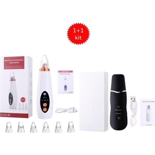 Skin care ultrasonic facial skin scrubber ion deep cleansing peeling skin care instrument + blackhead removal facial cleansing