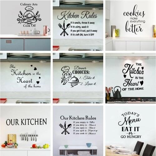 Hot Kitchen Quote Vinyl Self Adhesive Wallpaper For living Rooms Decoration Removable Decor Wall Decals