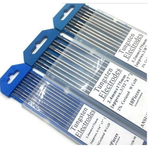 10PCS/Box WC20 Cerium Tungsten Electrode 2% Cerium Welding Rods and Bar 1.0 1.6 2.0 2.4 3.0 3.2 mm*150MM