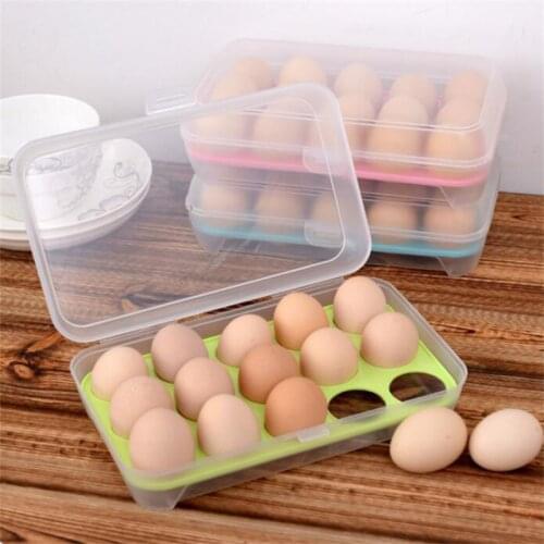15X Egg Holder Boxes Storage Box For Refrigerator Eggs Tray Case Container Kitchen Storage Clear Food Egg Storage Box