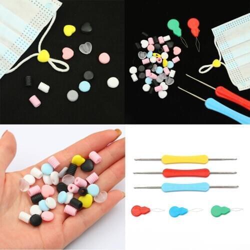 50Pcs Adjustable Beads Anti-slip Mask Buckle Elastic Band Cap Plastic Flat Spiral Buckle Mask Stopper Ear Cord Drawstring Button