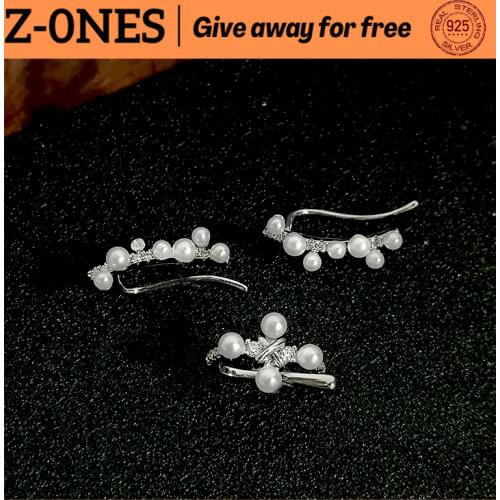 S925 sterling silver women silver zircon inlaid natural pearl ear clip luxury compact monaco jewelry gift