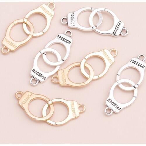 10pcs 40*15mm Pendants Handcuffs Charms Freedom Connector for Necklaces Bracelets Making Findings Diy Jewelry