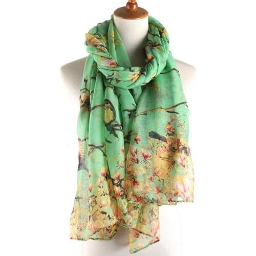 120pcs/lot bird on tree print scarf shawl pashmina/bird and flower scarves/beach scarf
