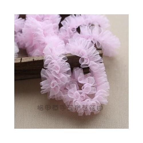 2Meters 5cm wide White Pink Stretch Lace Ribbon Folds I-shaped Trims Lace Trim Chiffon Wedding Dress Decoration Sewing Supplies