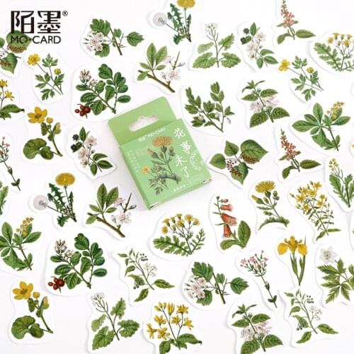 46Pcs/Pack Kawaii Cute Leaves Flower Mini Stickers Ablum Diary Scrapbooking Label Stationery School Supplies Bullet Journal n912