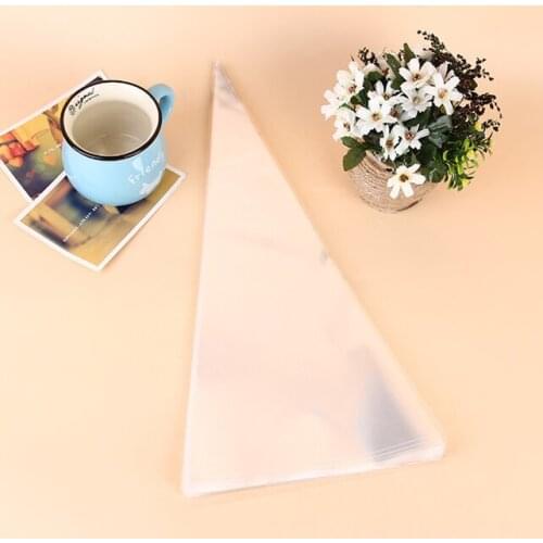 500pcs wholesale DIY Wedding Birthday Party Sweet Cellophane Clear Candy flower Cone Storage Bag Cheap Organza Pouches Decor