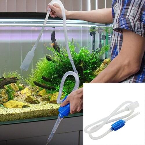 Aquarium Gravel Cleaner Vacuum Cleaner Handheld Siphon Pump With Filter Nozzle Fish Tank Water Changer Air Pump Accessories 1.7m