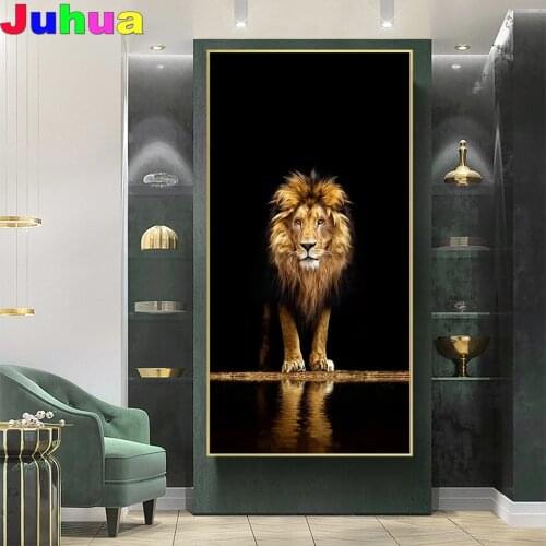 Wild lion 5d diamond painting full drill animal diamond embroidery mosaic wall picture home decor drop shipping