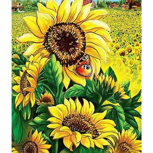5D DIY Diamond Painting Square/Round Diamond Flower Painting Sunflower Picture Cross Stitch Furniture Decoration Gift WG2907