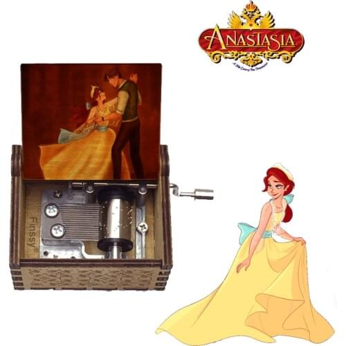 Movie Anastasia Wooden Music Box Once Upon a December Theme Song Antique Color Print Music Box Birthday Christmas Gift Hot Sale