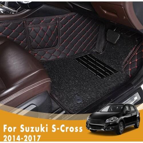 RHD Custom Car Floor Mats For Suzuki S-Cross 2017 2016 2015 2014 Double Layer Wire Loop Car Accessories Pedal Styling Carpets
