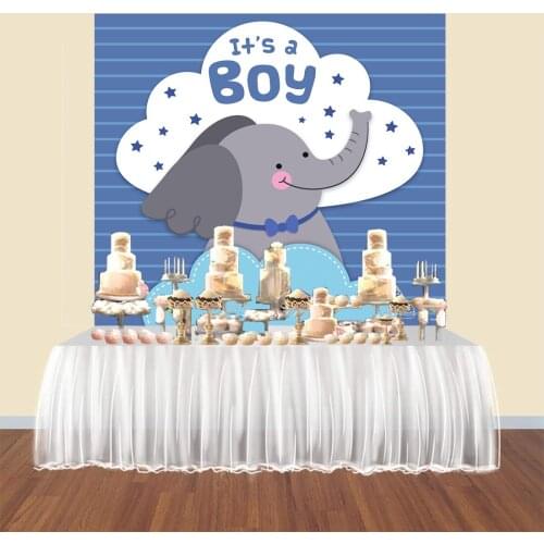 BEIPOTO Its a boy baby shower backdrops photography blue elephant cake table banner party decoration photo booth backgroundB443