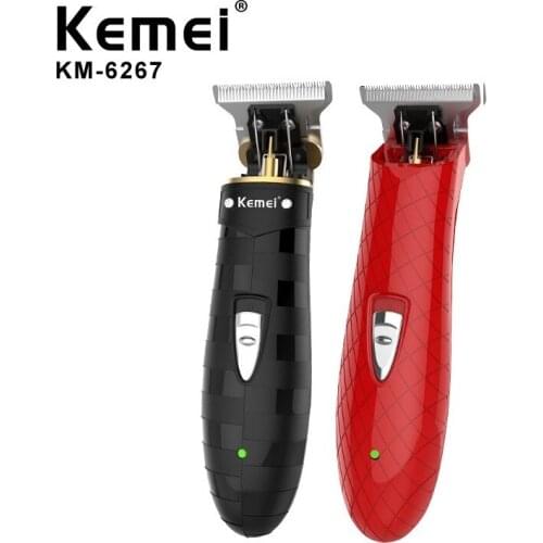 Kemei Cordless Close Cutting Trimmer Powerful Men Grooming 0mm Baldheaded Clipper Barbershop Detail Transparent Skeletons Body