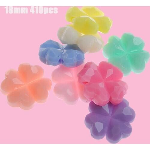 Acrylic Pastel Colors Flower Beads DIY Jewelry Findings Ornament Accessories Kids Girl Necklace Bracelet Loose Beads 18mm 410pcs