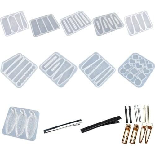 Geometric Barrette Hair Clip Silicone Mold Jewelry Epoxy Resin Acrylic DIY Hairpin Keychain Bookmark Pendant Casting Making Tool