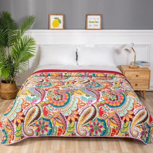 Floral Printed Cotton Quit Bedspread Breathable Bedding Summer Duvet Quilted Blanket European Coverlet Cubrecam Bed Cover Colcha