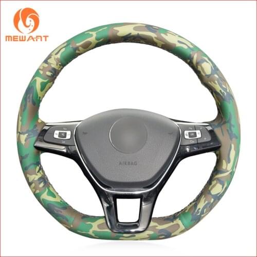 Camouflage Artificial Leather Steering Wheel Cover for Volkswagen VW Golf 7 Mk7 New Polo Jetta Passat B8 Tiguan Sharan Parts