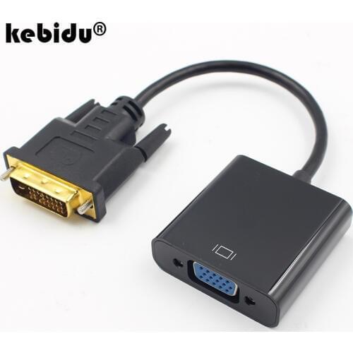 Kebidu Full HD 1080P DVI-D to VGA Adapter 24+1 25Pin Male to 15Pin Female Cable Converter for PC Computer HDTV Monitor Display