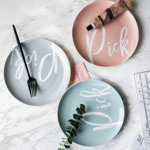 Ceramic Plate Round Dinner Dishes Morandi Tableware Nordic Home Main Course Western Food Steak Breakfast Plate Kitchen Supplies