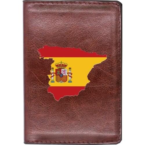 Classic Spain Brown Travel Passport Case ID Credit Card Holder Cover