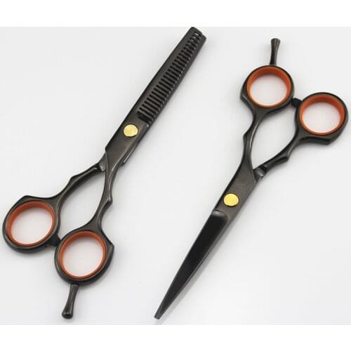 Classic symmetry 5.5 inch japan 440c black cut hair scissor thinning shears cutting barber scisor hairdressing scissors set