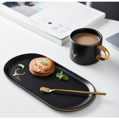 Coffee Mug With Snack Tray Oval Shape Ceramic Mug Snack Plates