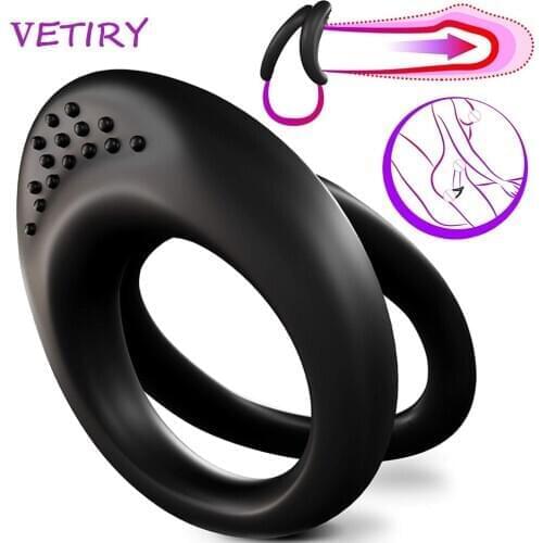 VETIRY Penis Ring Elastic Scrotal Binding Delay Ejaculation Clitoris Stimulation Male Chastity Device Cock Ring Sex Toys for Men