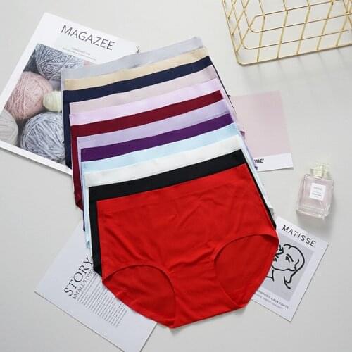 Ice Silk Women Underwear Set 5/10pcs Plus Size Ladies Mid-high Waist Breathable Holes Seamless Large Summer Lingerie Femme Sexy