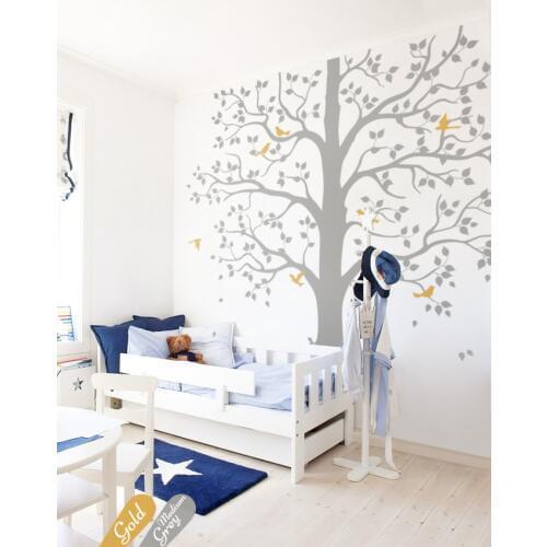Beautiful Large tree Wall Sticker With Birds And Leaves Kids Room Wall Decor Mural Art Stickers Muraux DIY Bedroom Unique LC585