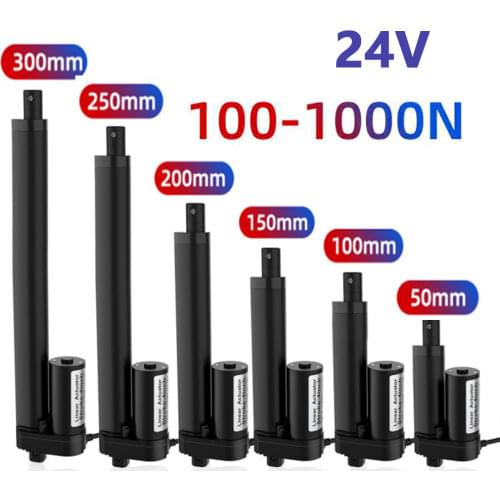 24V Linear Actuator 50mm 100mm 150mm 200mm Stroke Linear Drive Electric Motor Linear Motor Controller 100/200/300/500/700/1000N