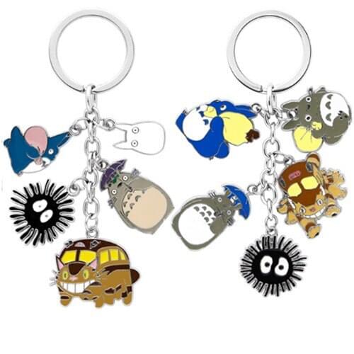 Cute My Neighbor Totoro Keychain Spirited Away Fairy dust Keyrings fit Bag Charms Purse Accessory for Miyazaki Hayao Comic Fans