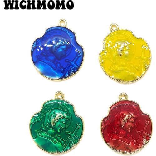 Fashion 6pcs/bag 25*21MM Zinc Alloy Candy Colors Drop Oil Soldier Figure Charms Pendant DIY Jewelry Necklace Earring Accessories
