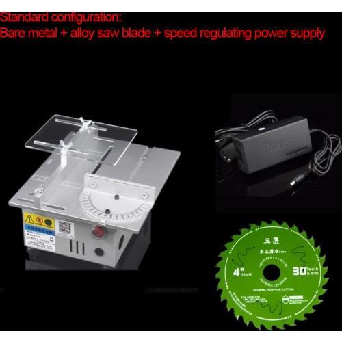 Mini Table Saw Handmade Woodworking Bench Saw DIY Hobby Model Crafts Cutting Tool with Power Supply 80mm HSS Circular Saw Blade