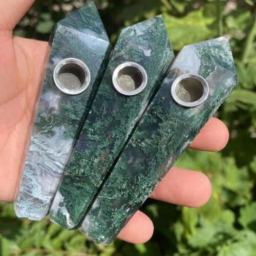 Natural and beautiful water grass agate crystal cigarette holder furniture decoration gifts