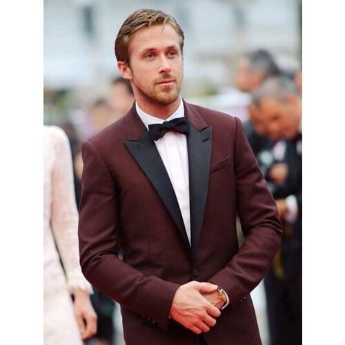 ANNIEBRITNEY Burgundy 2 Piece Slim Fit Formal Men Suit Custom Groom Wedding Tuxedo Tailor Made 2 Piece Prom Wedding Men Suit Set