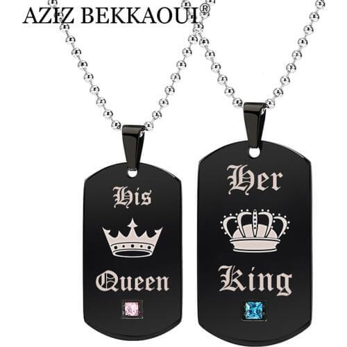 AZIZ BEKKAOUI Couple Necklace Tags Pendant Necklaces for Men Women Military Army Cards for Lover Christmas Gift Dropshipping