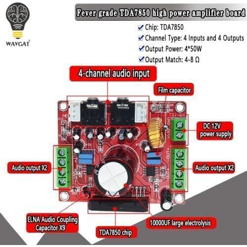 Fever class TDA7850 power amplifier board 4 channel car power amplifier board 4X50W with BA3121 noise reduction