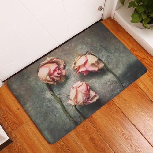Anti-slip Water Absorption Carpet Vintage Floral Non-skid Porch Door Rug Floor Mat Doormat Floor Mat Kitchen Mat Doormat
