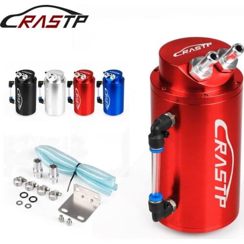 RASTP-Aluminum Round Oil Catch Can Tank Reservoir Turbo Engine Oil Catch Can With Fittings Oil Catcher RS-OCC019