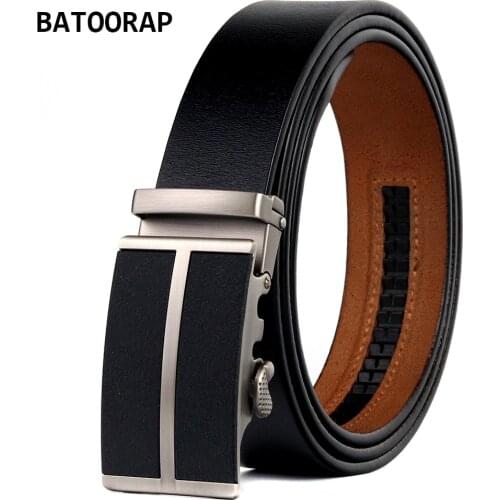 BATOORAP Mens Designer Belt Luxury Brand Metal Buckle Automatic Black Retro Cowhide Waist Strap For Jean Trouser Leather Belts