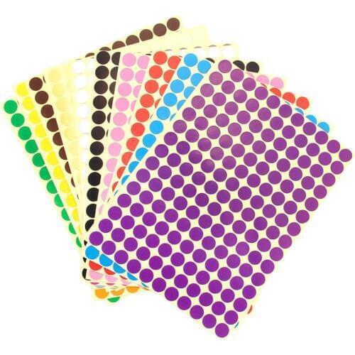14 Sheets Assorted Color Removable Coding Label Round Dot Stickers for DIY Scrapbooking Crafts Making Notes Marks Game 2310 Dots
