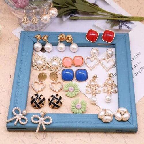 Pearl Stud-Earrings Geometry Trend Elegant Accessories Temperament