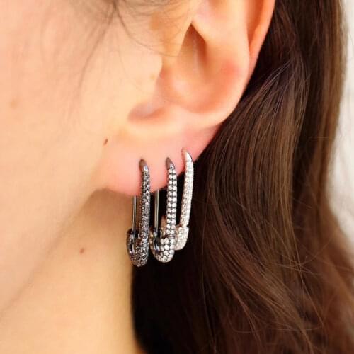 HIBRIDE Modern Unique Design Fashion Earrings for Women Full Mirco Cubic Zirconia Pave Bridal Wedding Daily Show Earrings E-565