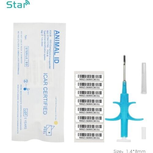New Type Animal Syringe with Imported EM4305 Chip 1.4x8MM Small Size Microchip Injector 134.2KHz FDX-B PET ID Chip with ISO11784