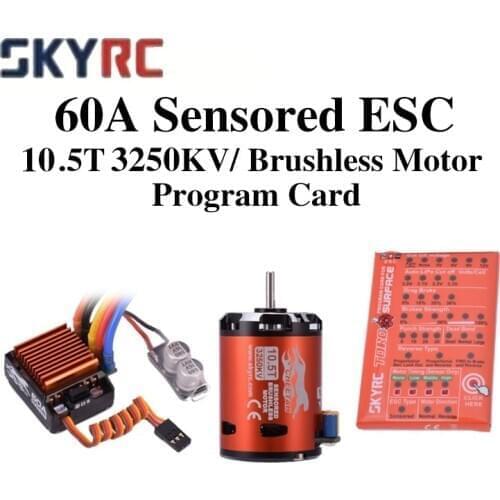SkyRC Cheetah 1/10 60A Sensored ESC Cheetah 10.5T 3250KV Brushless Motor Program Card Combo Power 1/10 1/12 RC Car SK-300058-02
