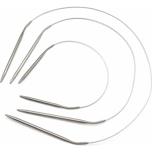 Knitting Needle 43/60/80/120cm Stainless Steel Circular Wire & Needles DIY Hand-Knitted Tool Weaving Sweater Needlework Kits