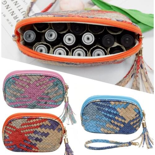 Essential Oil Carrying Bag 16 Compartments PU Braided Portable Organizer For Roller Bottles Small Accessories