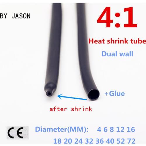 Heat Shrink Tube with Glue Adhesive Lined 4:1 Dual Wall Tubing Sleeve Wrap Wire Cable kit 4mm 6mm 8mm 12mm 16mm 20mm 24mm 32mm
